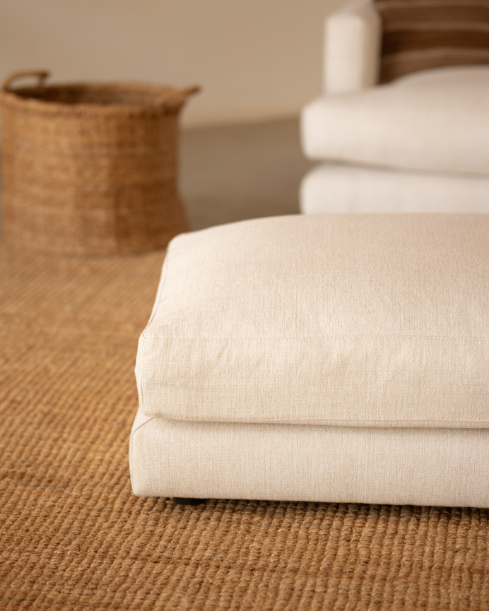 Pouf ton blanc cassé de 96x80cm