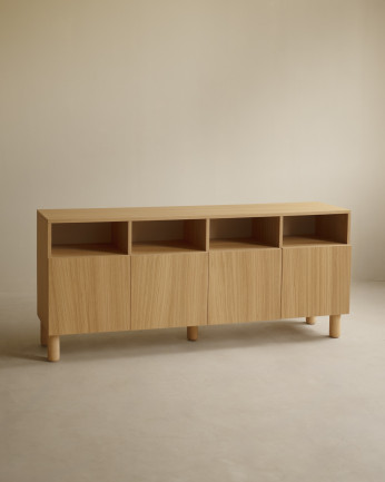 Buffet avec 4 portes en bois de placage de chêne naturel de 176x40cm