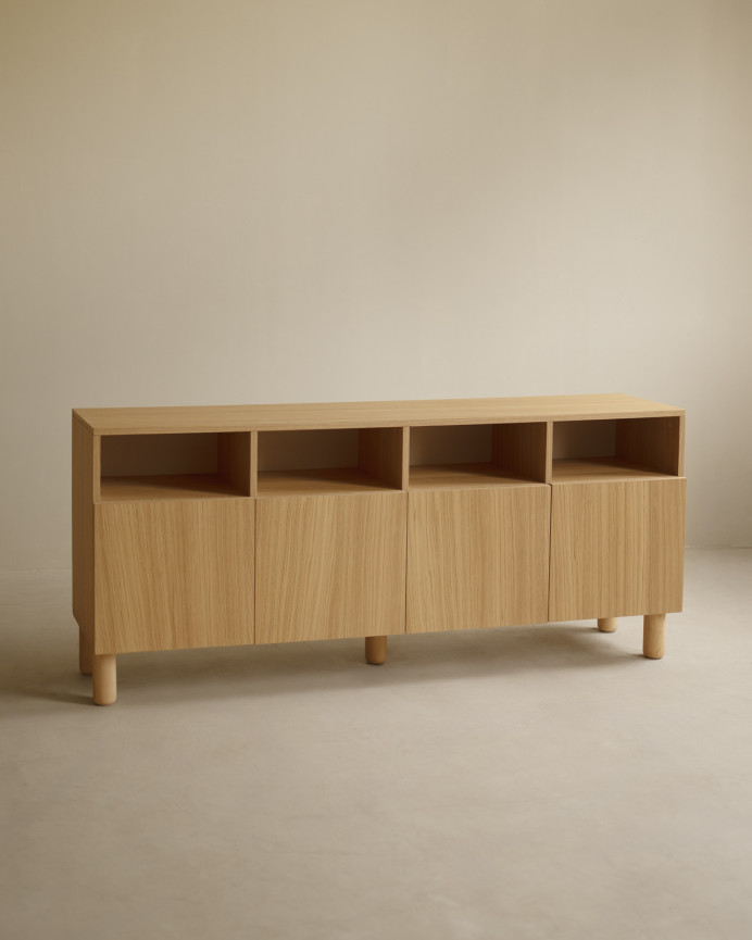Buffet avec 4 portes en bois de placage de chêne naturel de 176x40cm