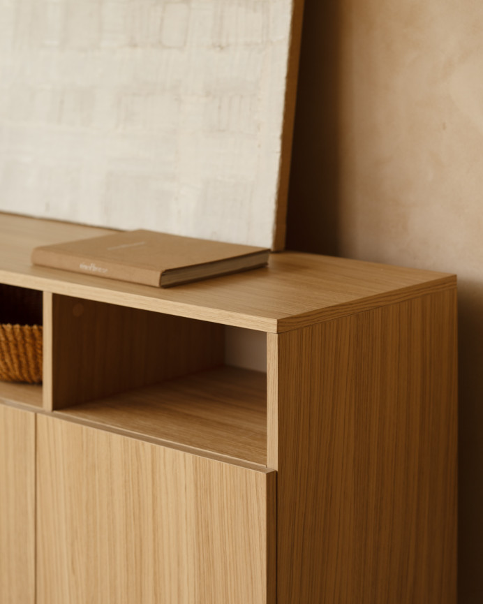 Buffet avec 4 portes en bois de placage de chêne naturel de 176x40cm