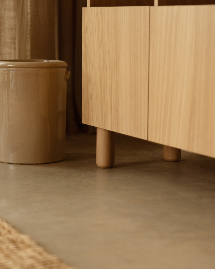 Buffet avec 4 portes en bois de placage de chêne naturel de 176x40cm