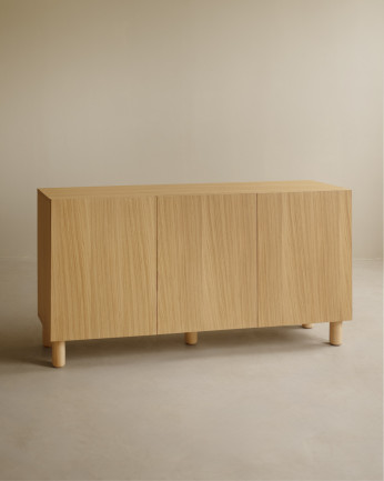 Buffet avec 3 portes en bois de placage de chêne naturel de 160x40cm