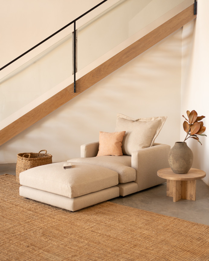 Pouf ton beige de 96x80cm