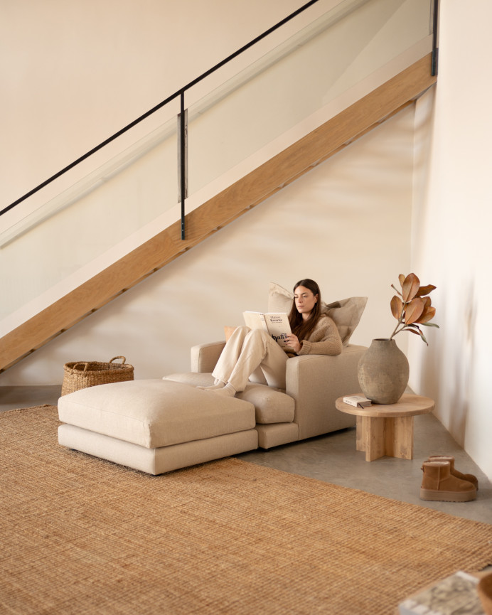 Pouf ton beige de 96x80cm