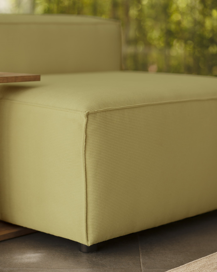 Fauteuil en velours côtelé couleur vert lime de 110x90cm