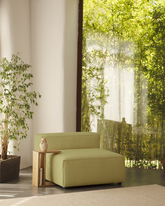Fauteuil en velours côtelé couleur vert lime de 110x90cm