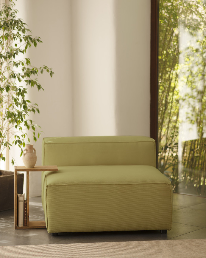 Fauteuil en velours côtelé couleur vert lime de 110x90cm