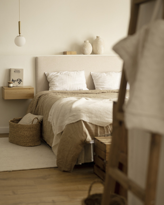 Tête de lit rembourrée en polyester lisse beige en différentes tailles