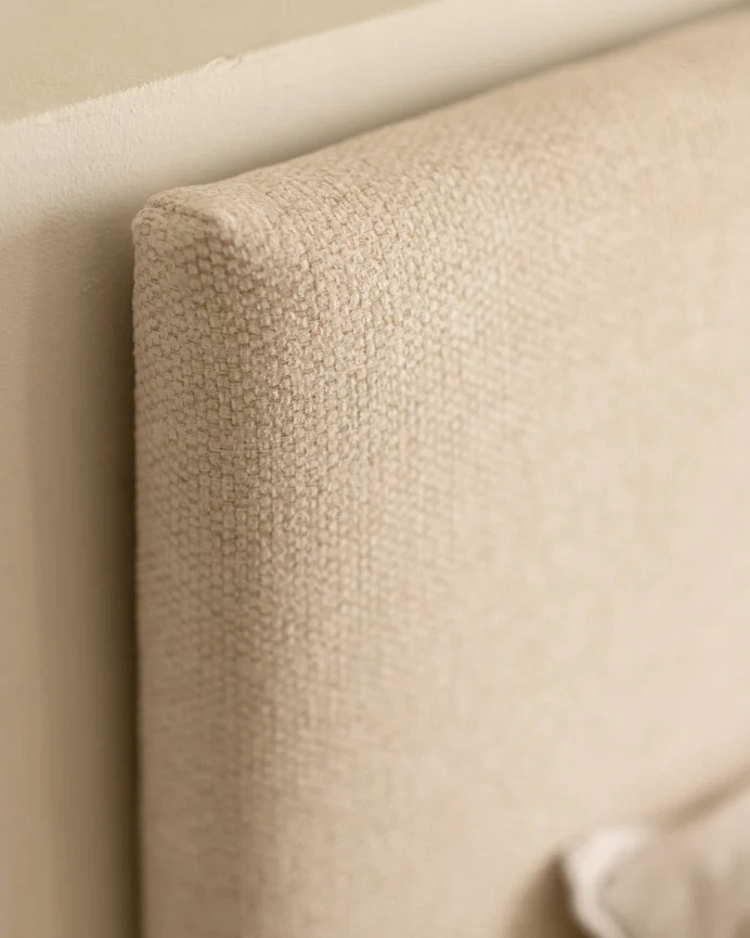Tête de lit rembourrée en polyester lisse beige en différentes tailles