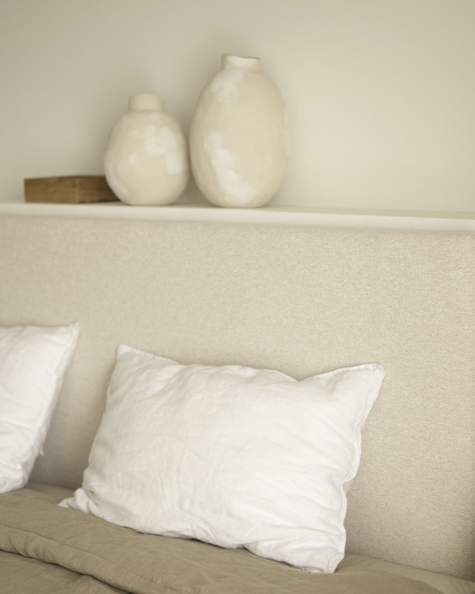 Tête de lit rembourrée en polyester lisse beige en différentes tailles