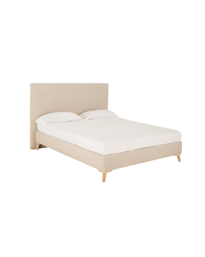 Lit rembourré en lin beige pour les matelas en différentes tailles