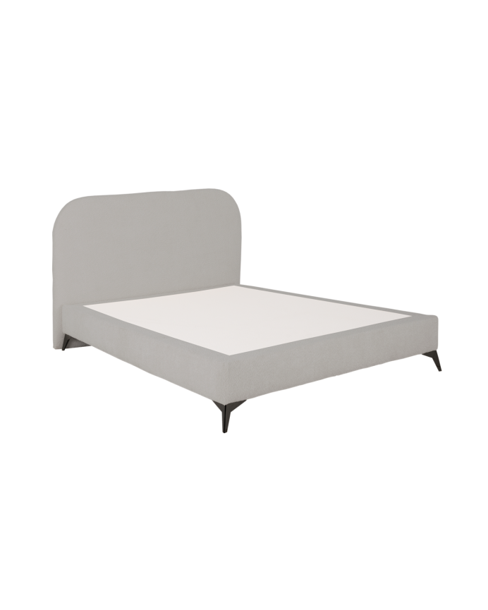 Lit rembourré en boculé gris clair pour les matelas en différentes tailles