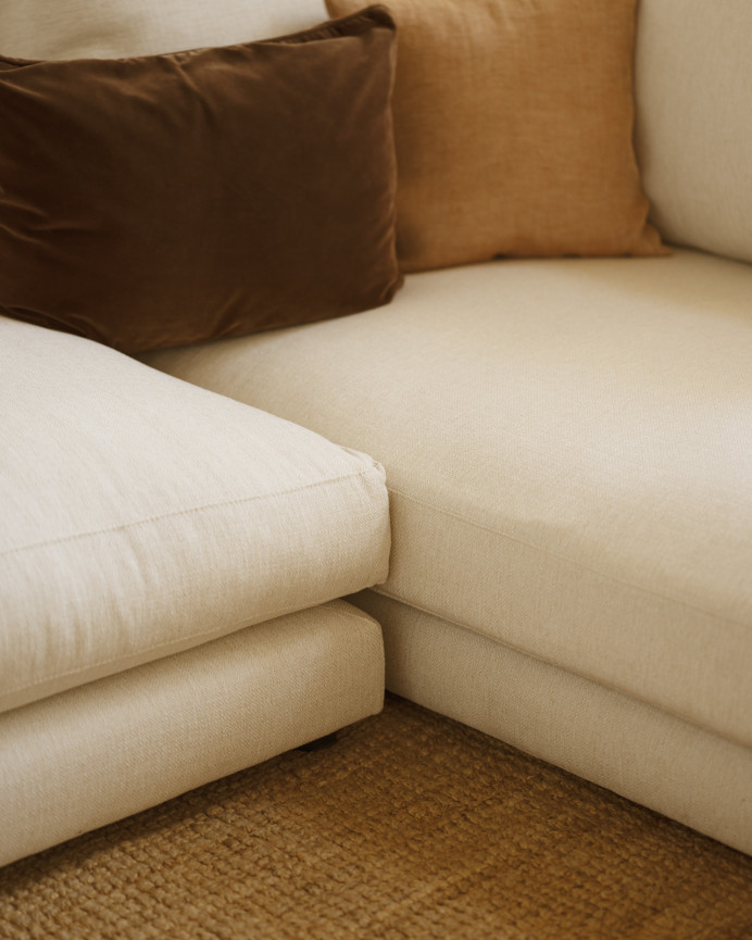 Canapé avec chaise longue droit ton blanc cassé en différentes tailles
