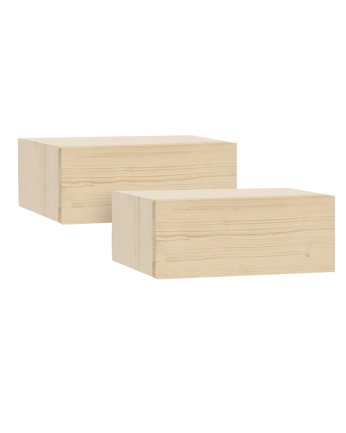 Pack de deux tables de chevet flottantes en bois massif ton naturel 15x40cm
