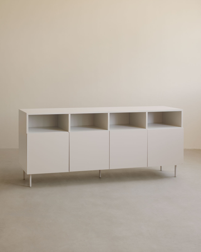 Buffet avec 4 portes laqué en teinte sable de 176x40cm