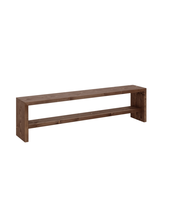 Banc à chaussures en bois massif ton noyer en différentes tailles