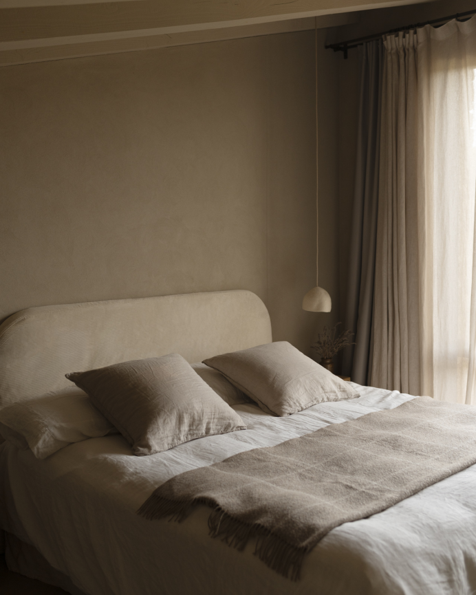 Tête de lit déhoussable en velours côtelé beige en différentes tailles