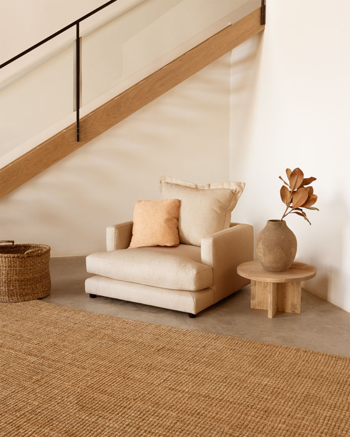 Fauteuil ton beige de 105x106cm