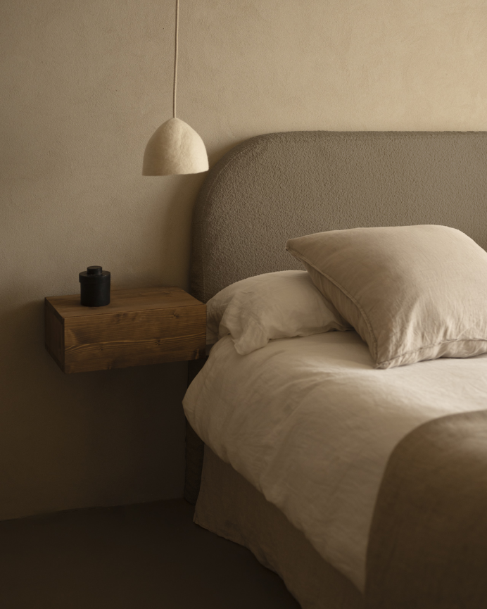 Tête de lit déhoussable en bouclé marron en différentes tailles