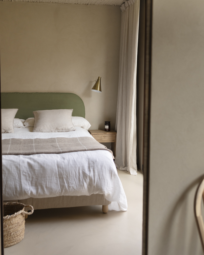 Tête de lit déhoussable en velours côtelé vert en différentes tailles