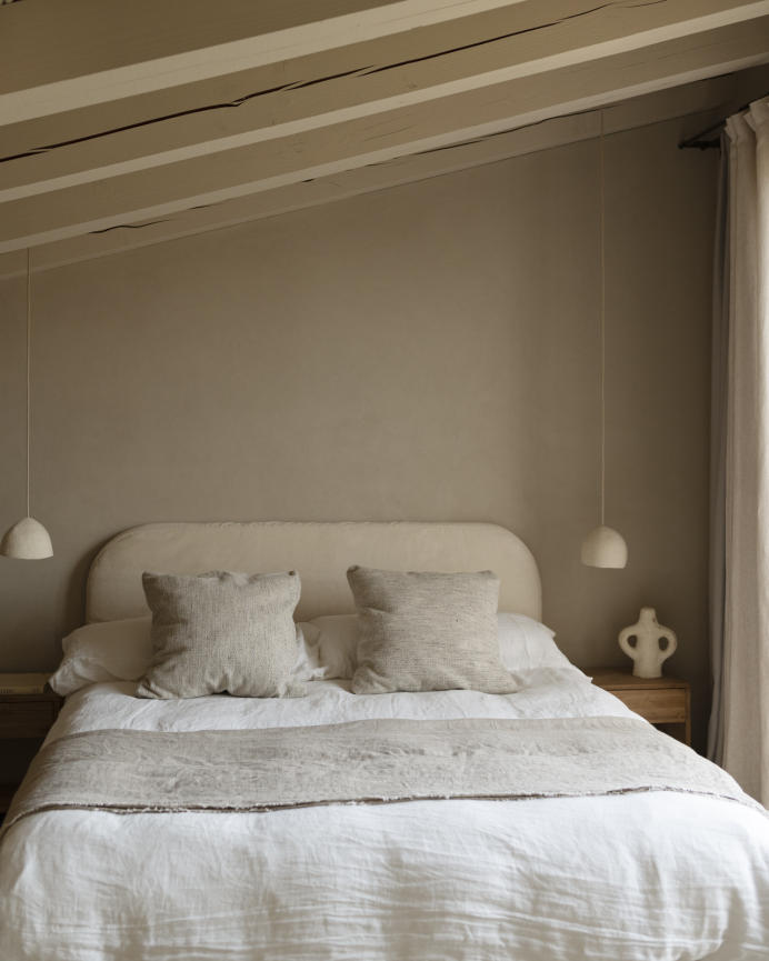 Tête de lit déhoussable en velours côtelé beige en différentes tailles