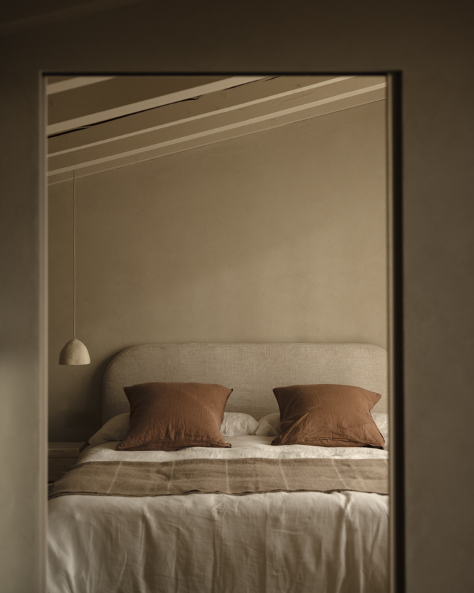 Housse de tête de lit en lin beige en différentes tailles