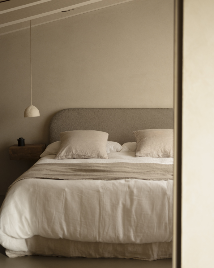 Tête de lit déhoussable en bouclé marron en différentes tailles