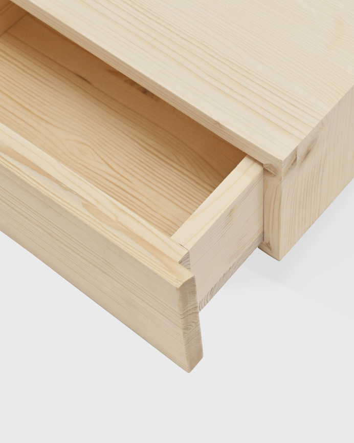 Pack de deux tables de chevet flottantes en bois massif ton naturel 15x40cm