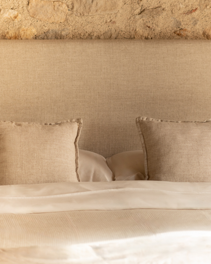 Tête de lit déhoussable en lin beige en différentes tailles