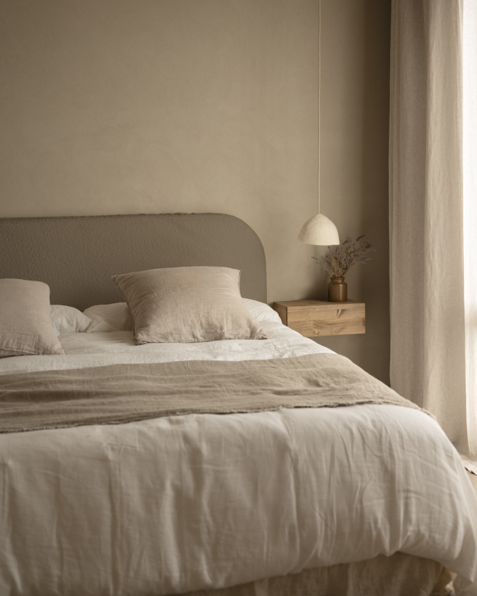 Tête de lit déhoussable en bouclé marron en différentes tailles