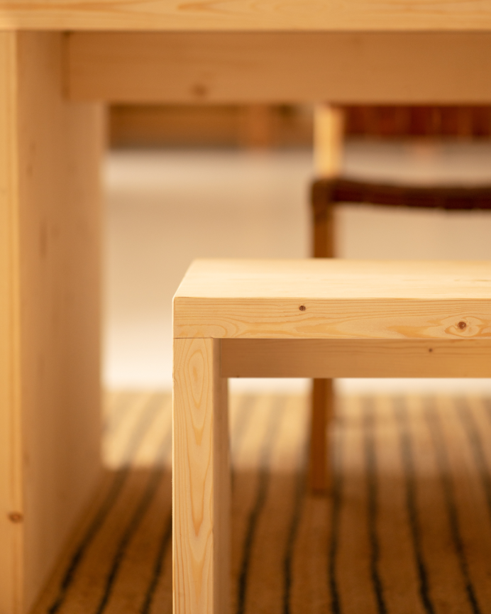 Pack table à manger et banc en bois massif ton naturel en différentes tailles