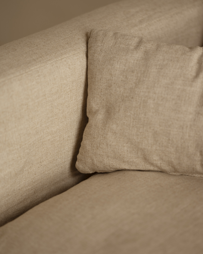 Canapé modulaire droit en coton et lin déhoussable ton beige de 196x96cm