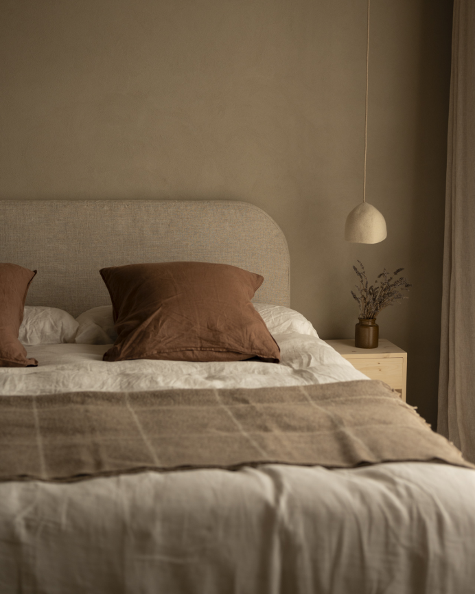 Housse de tête de lit en lin beige en différentes tailles