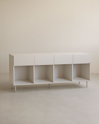 Buffet avec 4 tiroirs laqué en teinte sable de 176x40cm