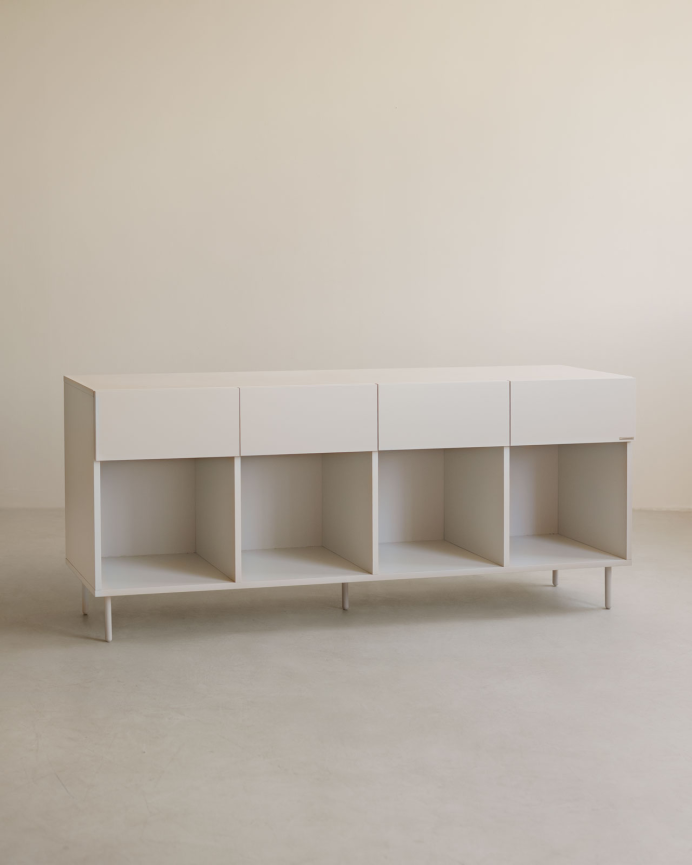 Buffet avec 4 tiroirs laqué en teinte sable de 176x40cm