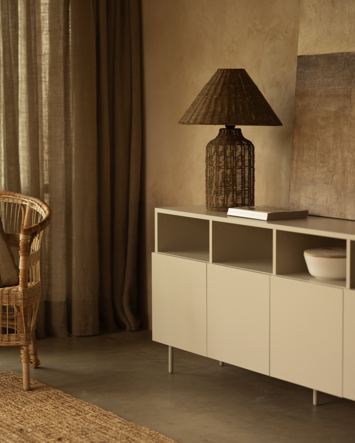 Buffet avec 4 portes laqué en teinte sable de 176x40cm