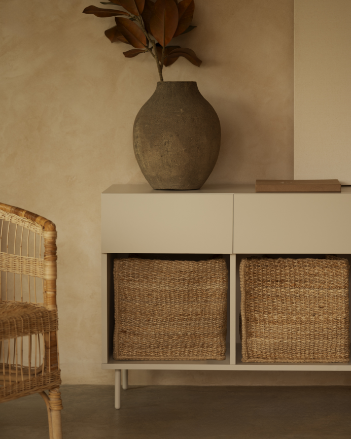 Buffet avec 4 tiroirs laqué en teinte sable de 176x40cm