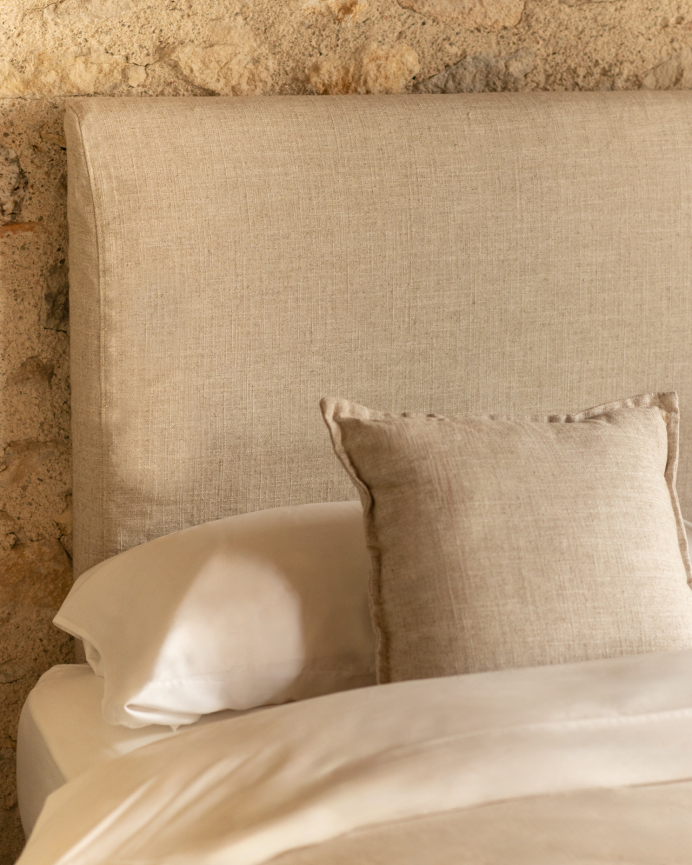 Tête de lit déhoussable en lin beige en différentes tailles