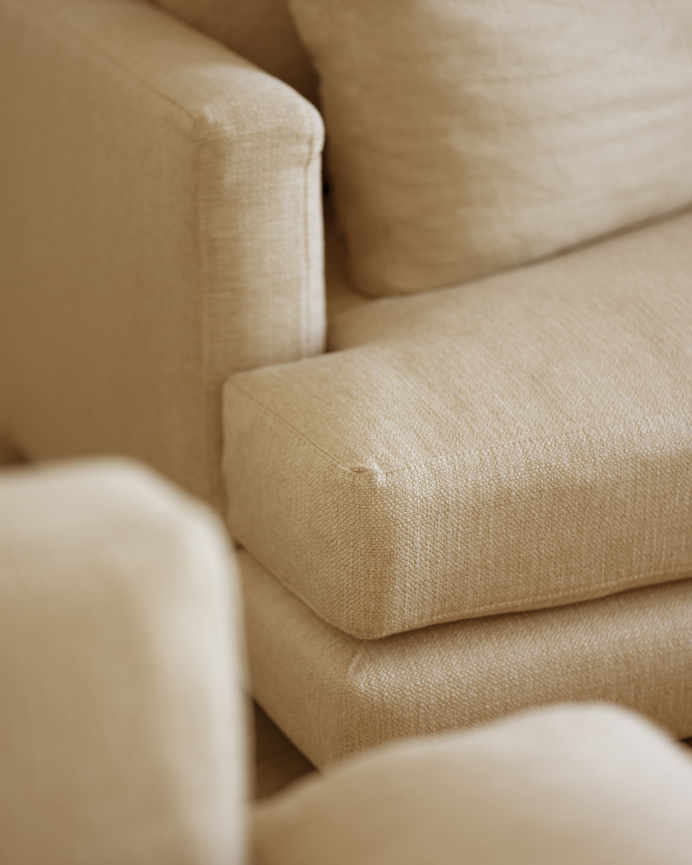 Canapé avec chaise longue droit ton beige en différentes tailles
