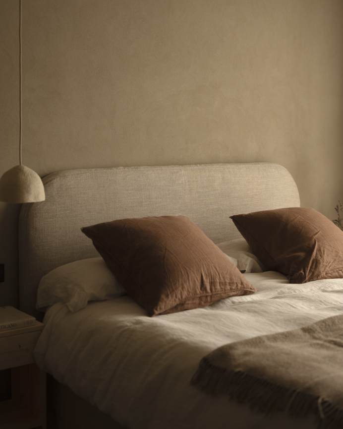 Housse de tête de lit en lin beige en différentes tailles