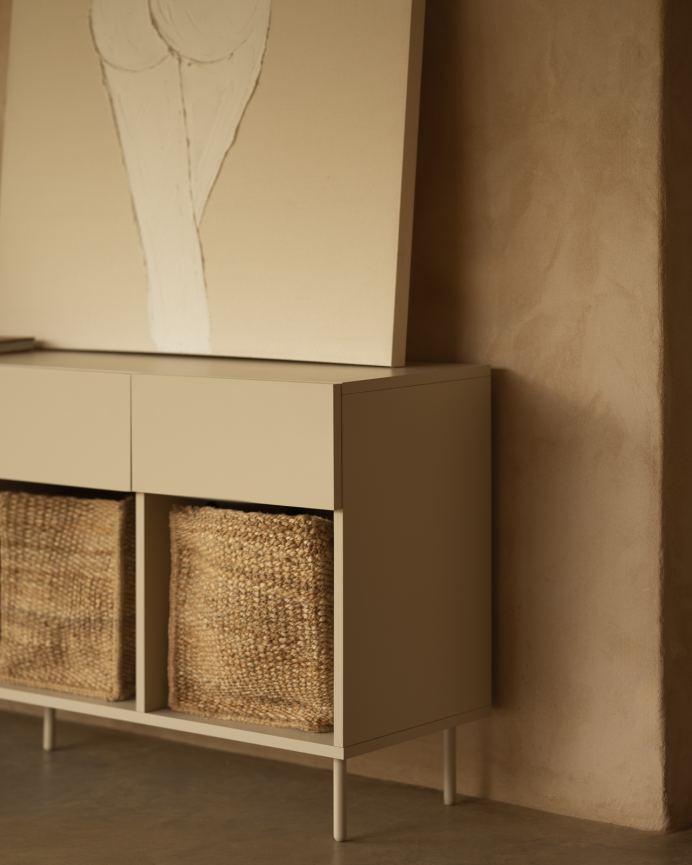 Buffet avec 4 tiroirs laqué en teinte sable de 176x40cm