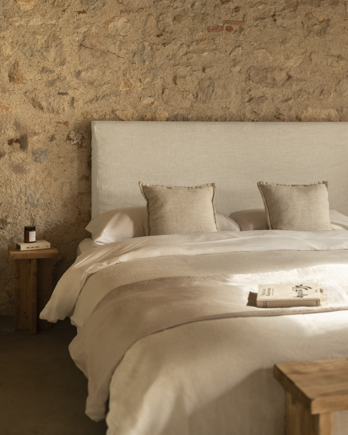 Tête de lit déhoussable en lin beige en différentes tailles