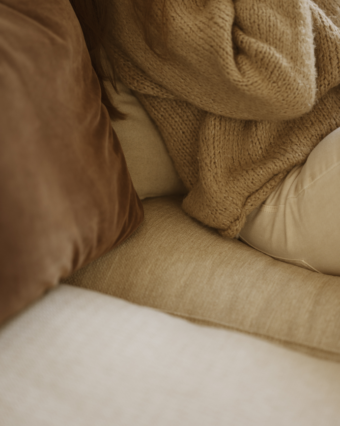 Canapé avec chaise longue droit ton beige en différentes tailles