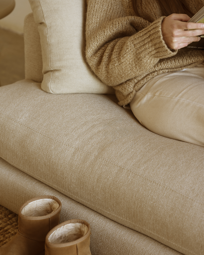 Canapé droit ton beige de 215x105cm
