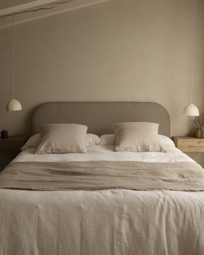 Tête de lit déhoussable en bouclé marron en différentes tailles