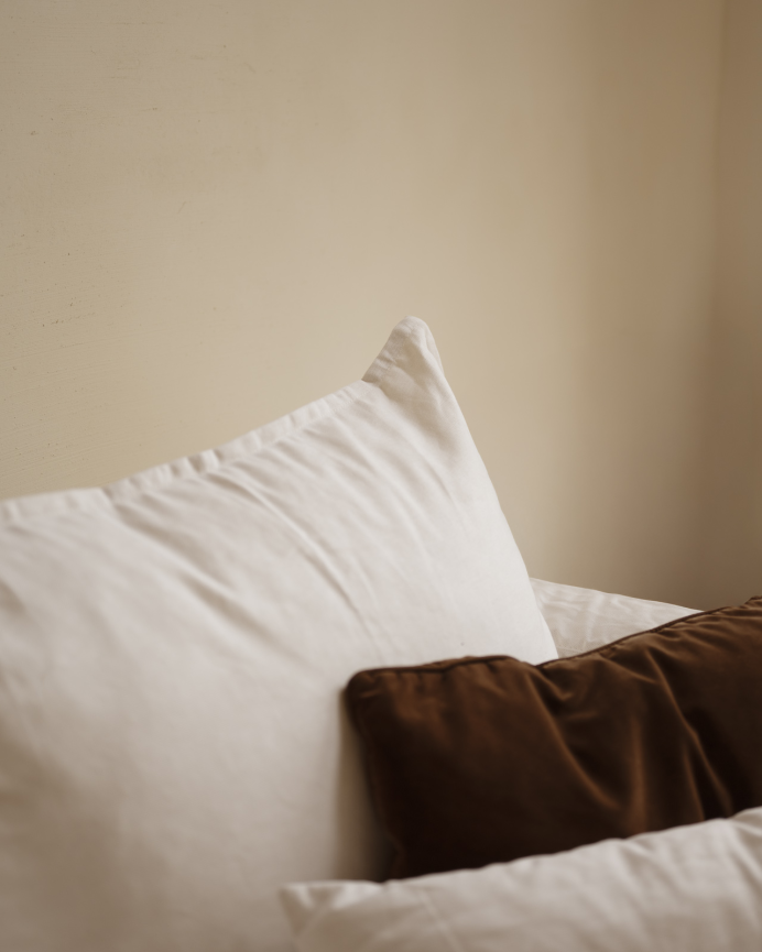 Housse de canapé modulable droit en coton et lin amovible ton blanc de 196x96cm