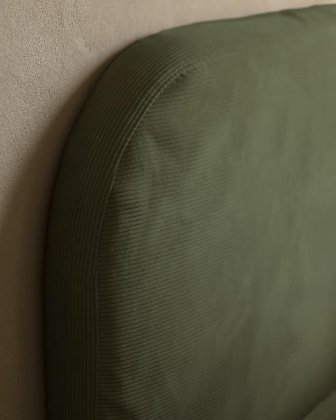 Tête de lit déhoussable en velours côtelé vert en différentes tailles