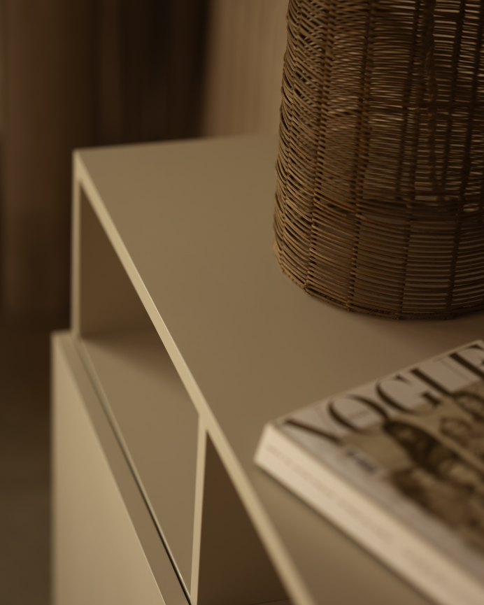 Buffet avec 4 portes laqué en teinte sable de 176x40cm