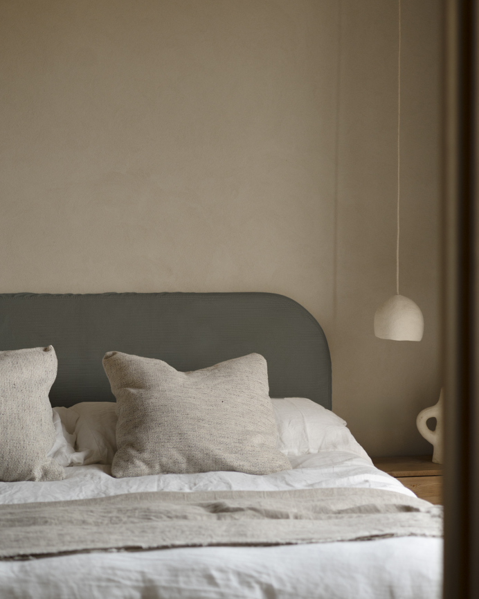 Tête de lit déhoussable en velours côtelé gris foncé en différentes tailles