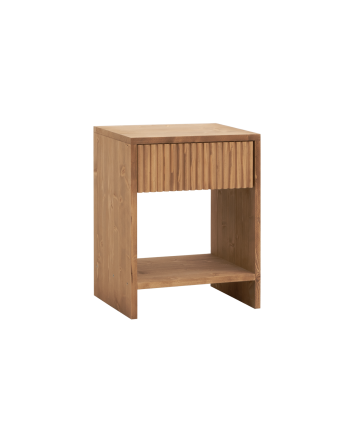 Table de chevet en bois massif avec un tiroir en ton chêne moyen en différentes tailles